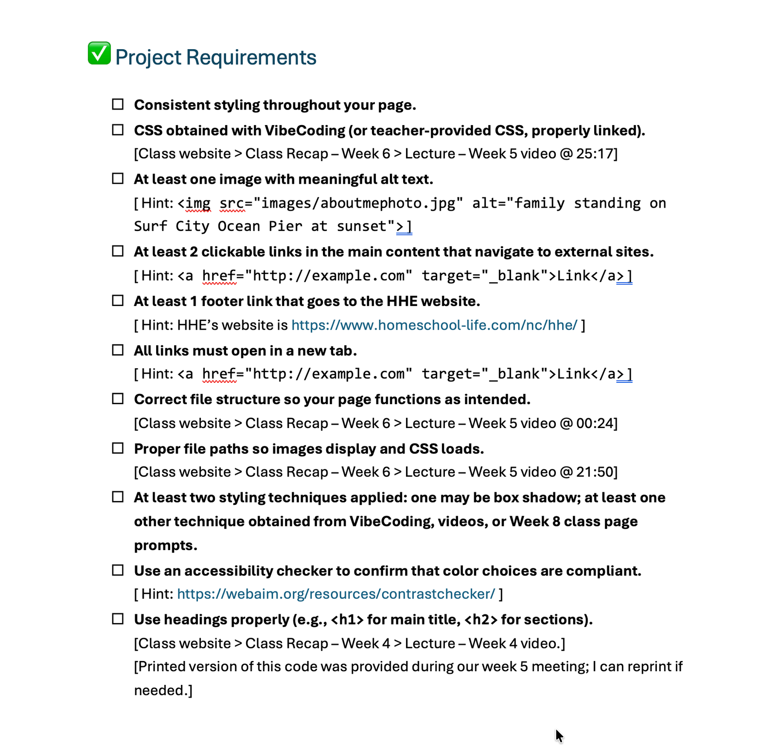Project requirements outline document